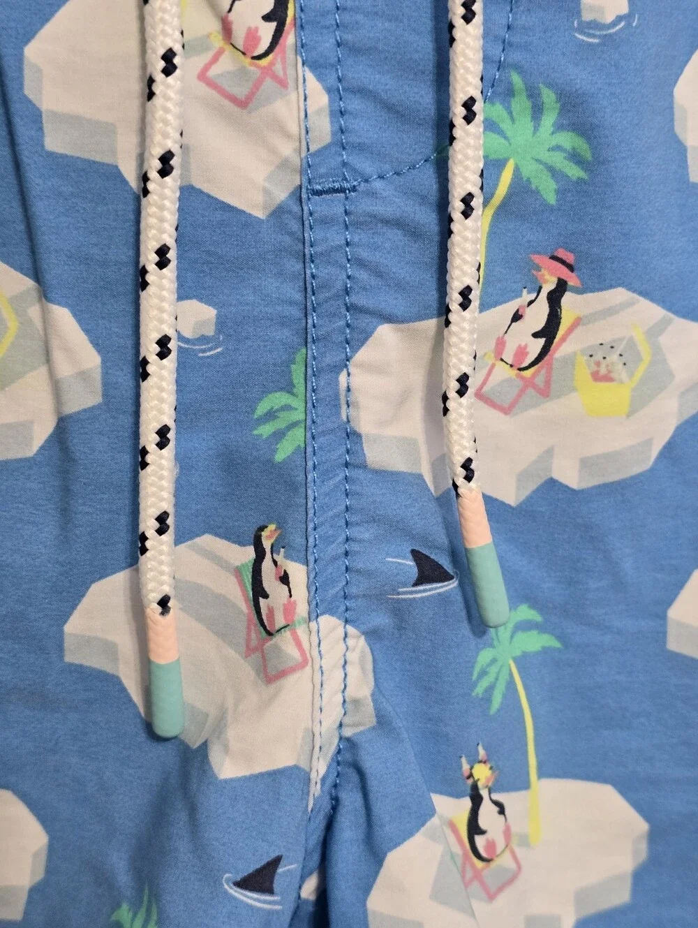 Party Pants Cold Chillin Blue Penguins Icebergs Swim Trunks Board Short Size XXL